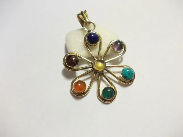 ciondolo CHAKRA Fiore ottone/argento - Image 5