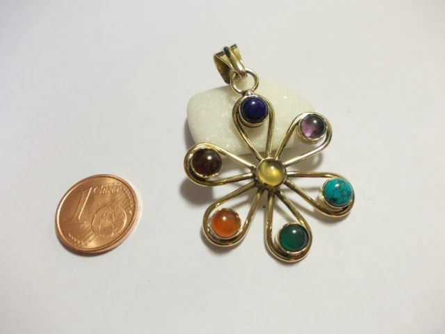 ciondolo CHAKRA Fiore ottone/argento - Image 6