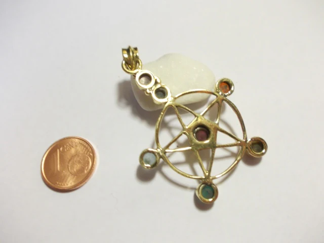 Ciondolo Chakra pentagramma ottone argento - RAYAGADA - Image 3
