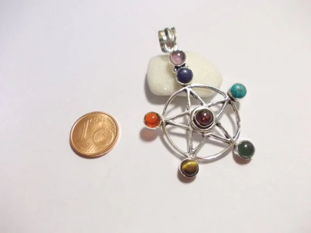 Ciondolo Chakra pentagramma ottone argento - RAYAGADA - Image 5