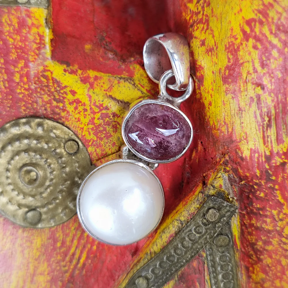 Ciondolo etnico in argento 925 con perla - ORDI - Image 3