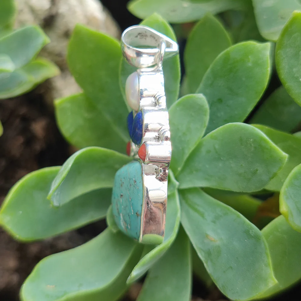 Ciondolo etnico in argento 925 con pietra - PALANPUR - Image 3