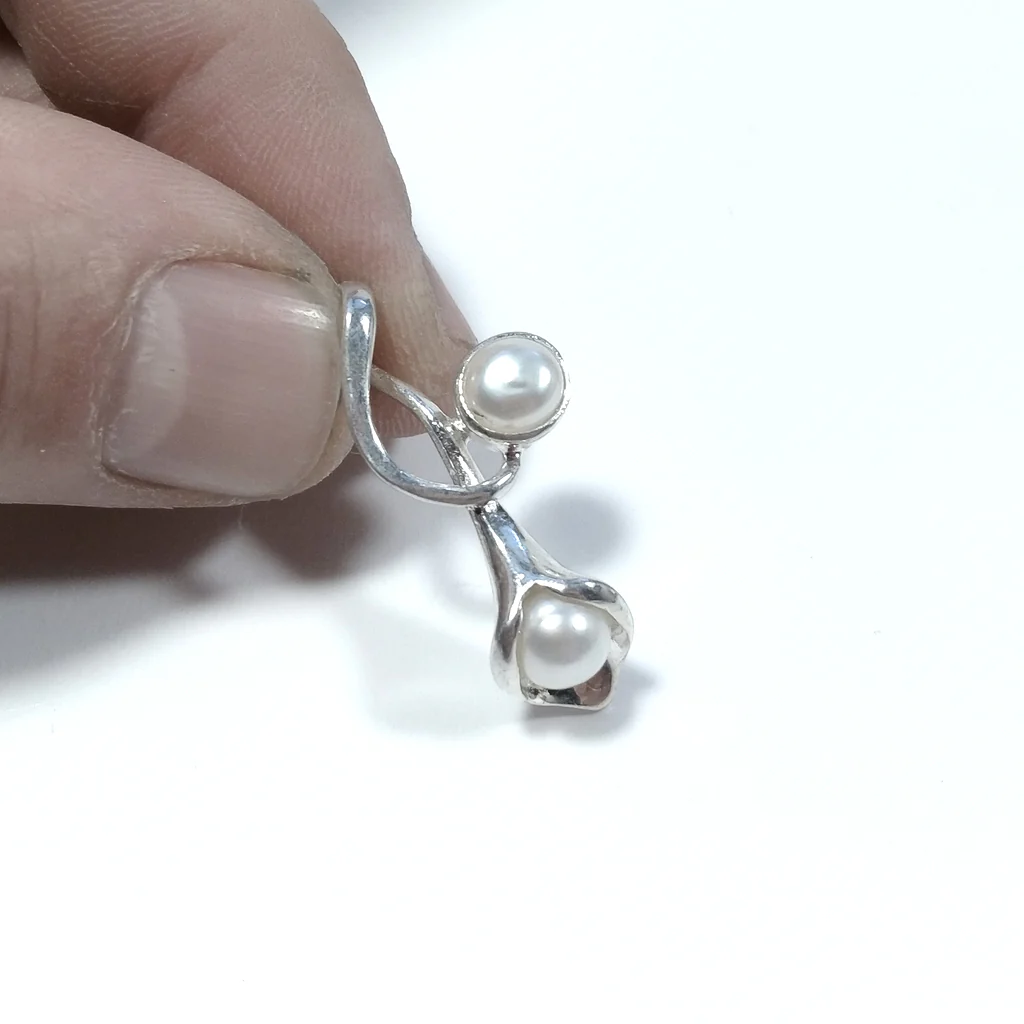CIONDOLO FORMA CALLA in argento 925 Perla - Image 5