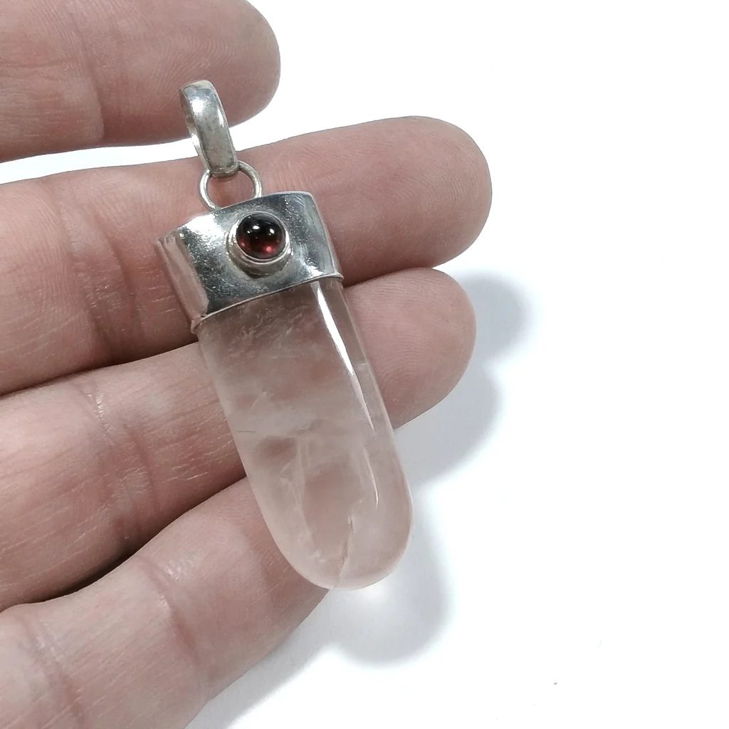 Ciondolo con pietra in argento 925 Quarzo rosa - Image 3