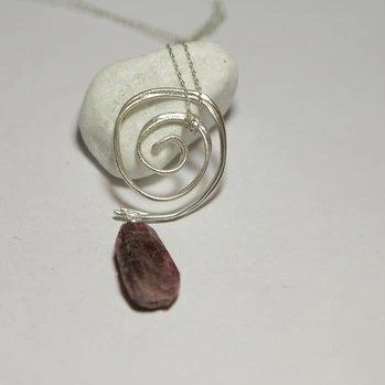 Ciondolo SPIRALE argento TORMALINA ROSA