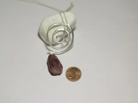 Ciondolo SPIRALE argento TORMALINA ROSA - Image 3