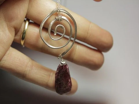 Ciondolo SPIRALE argento TORMALINA ROSA - Image 4