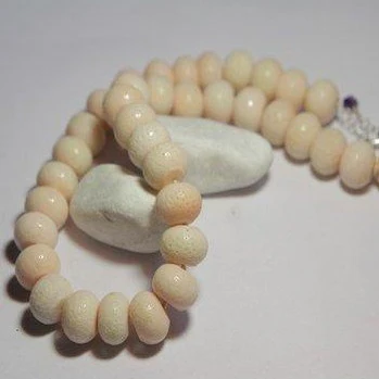 Collana argento e CORALLO fossile rosa