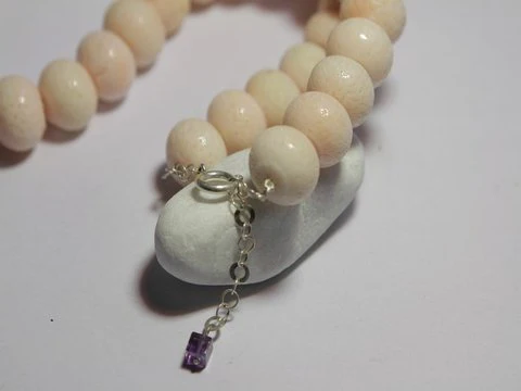 Collana argento e CORALLO fossile rosa - Image 3