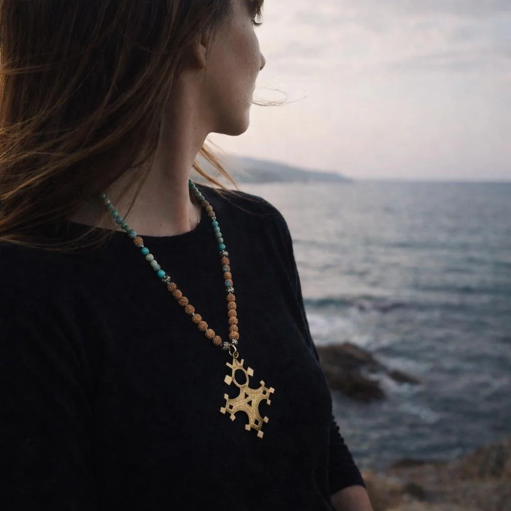 Collana artigianale crisoprasio in ottone - MUSI