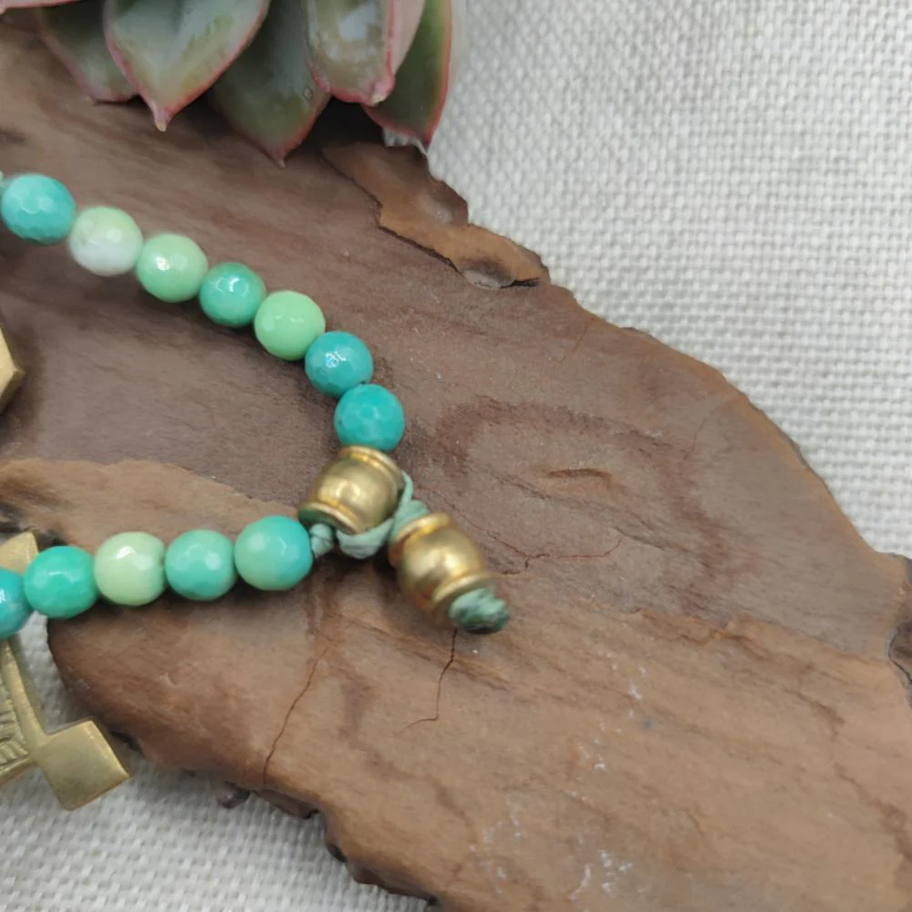 Collana artigianale crisoprasio in ottone - MUSI - Image 6