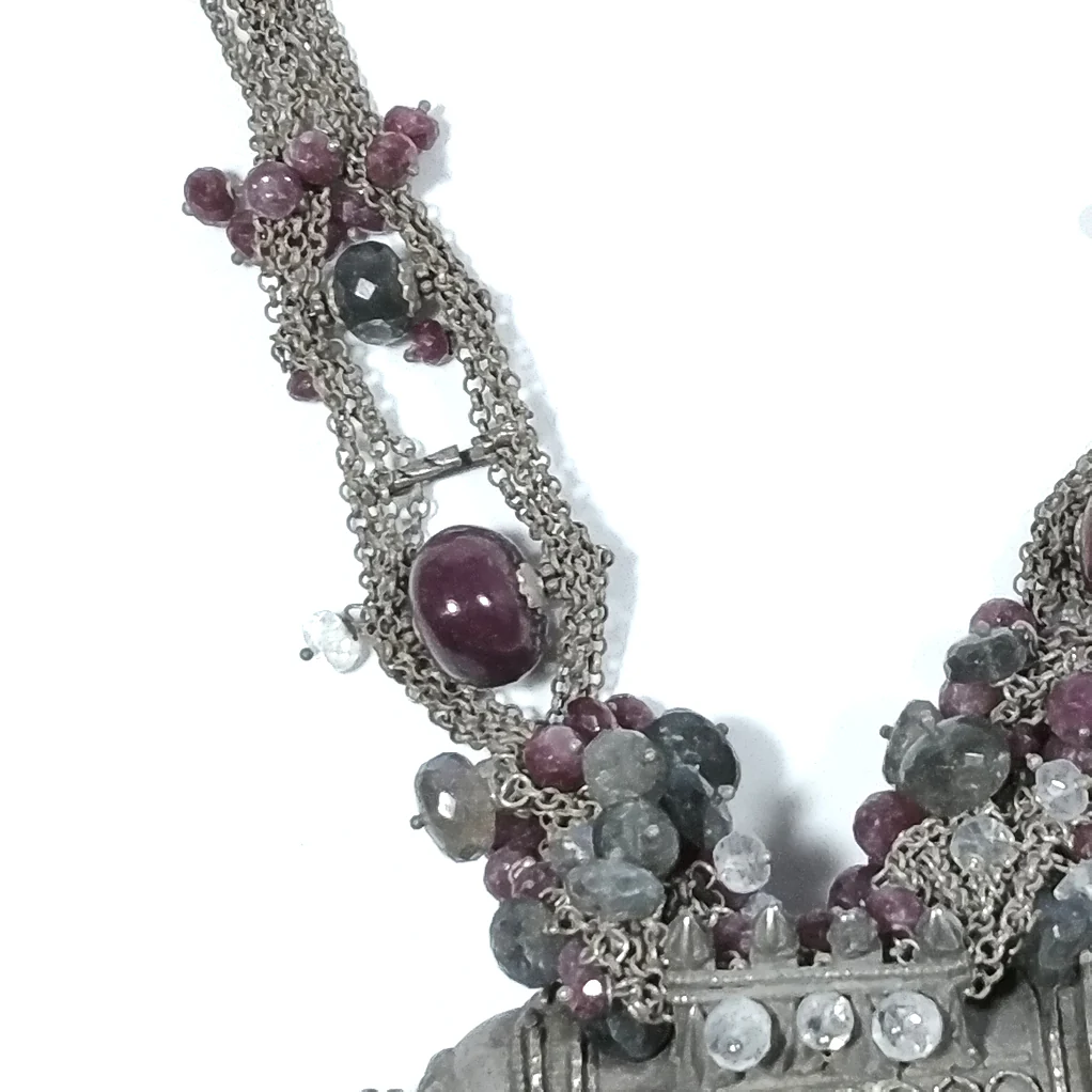 Collana ETNICA argento antico e RUBINO, PIETRA di LUNA | Gioielli etnici INDIA - Image 13