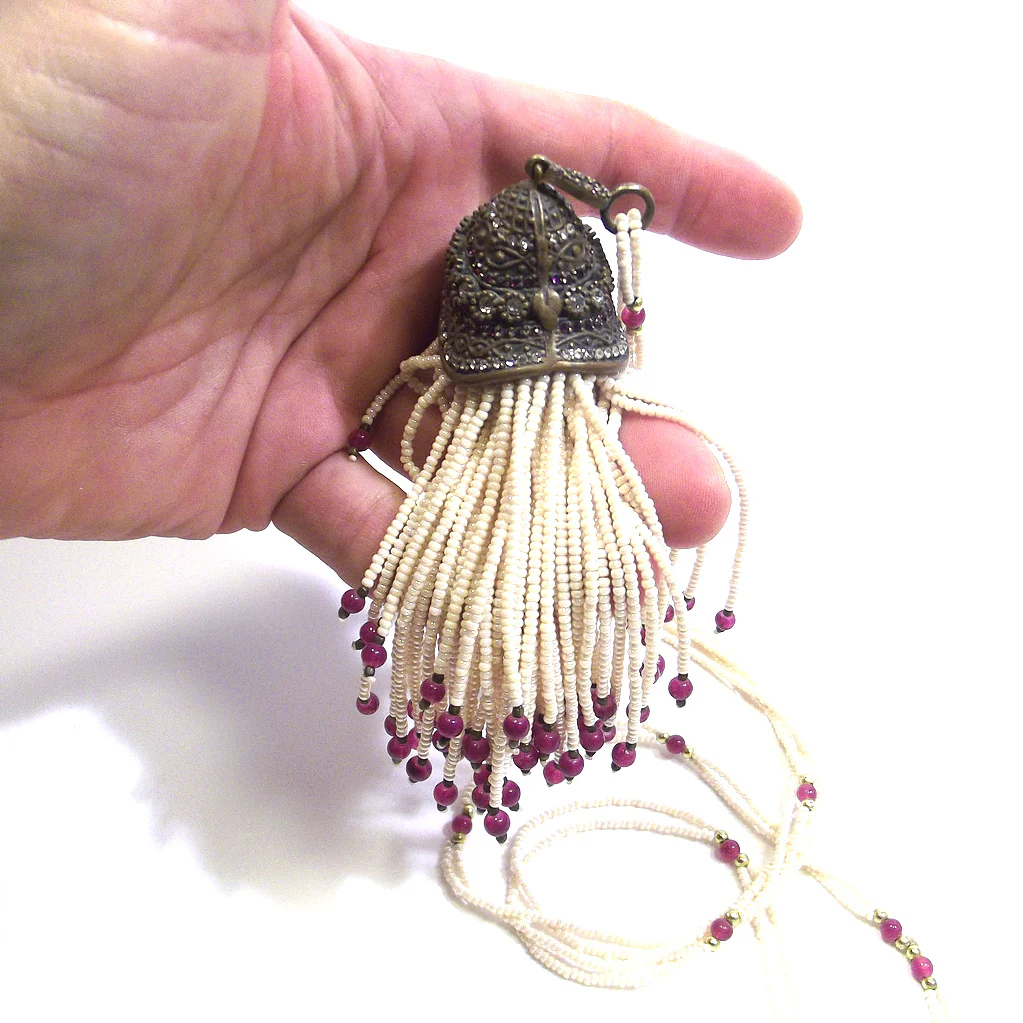 COLLANA ETNICA perle agata rubino e zircone in BRONZO - Image 5