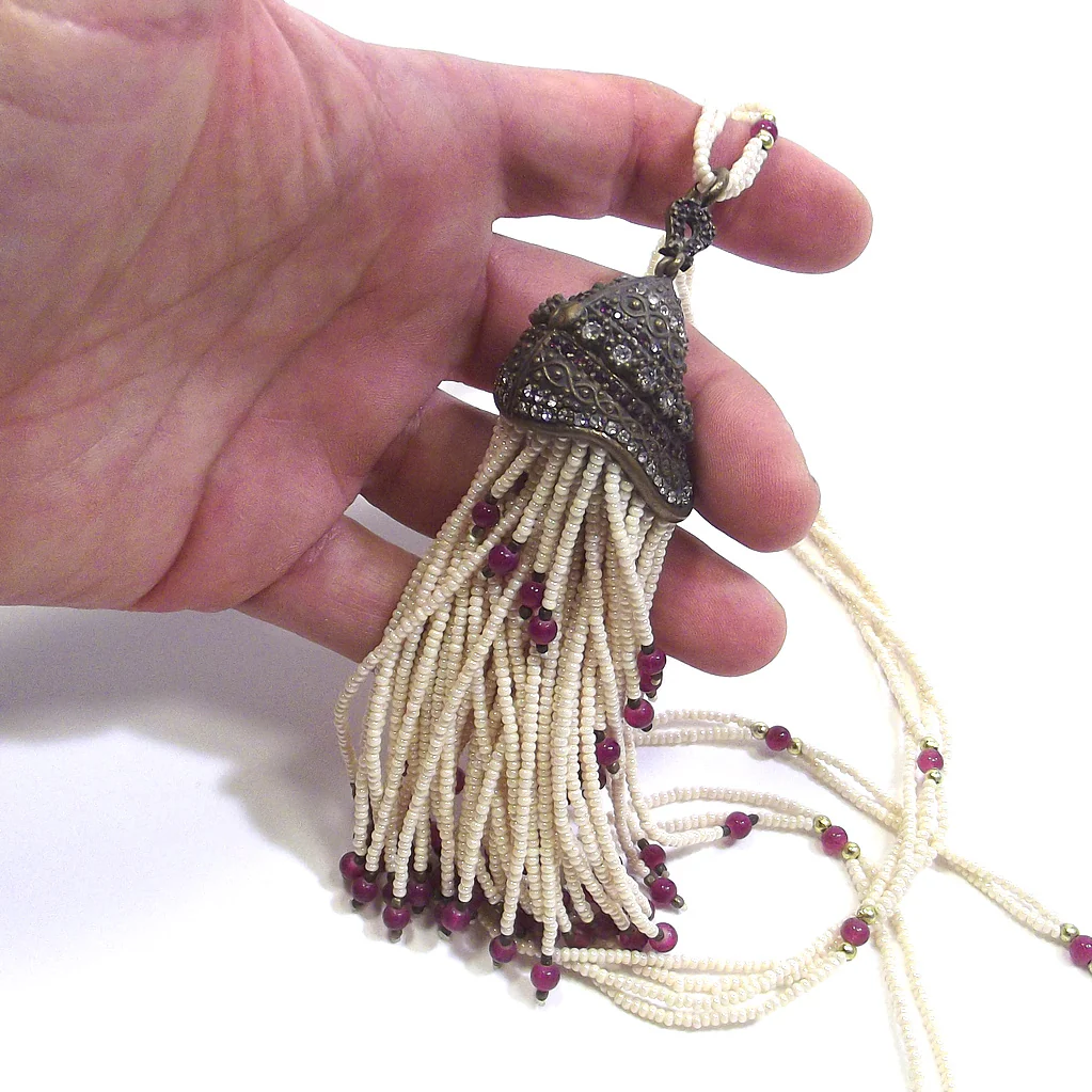 COLLANA ETNICA perle agata rubino e zircone in BRONZO - Image 7