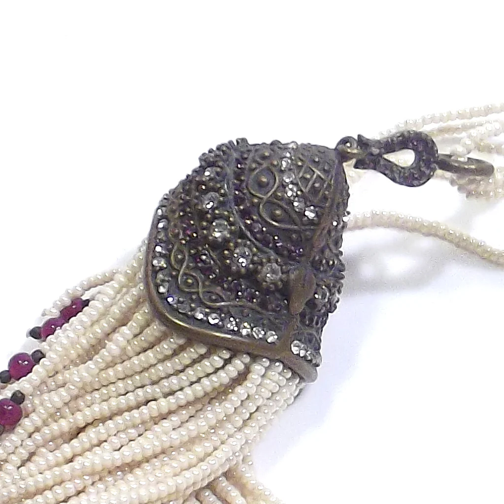 COLLANA ETNICA perle agata rubino e zircone in BRONZO - Image 9
