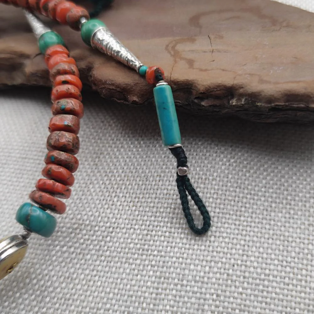 Collana etnica tibetana in argento 925 con corallo - VIJAYAPURI - Image 6