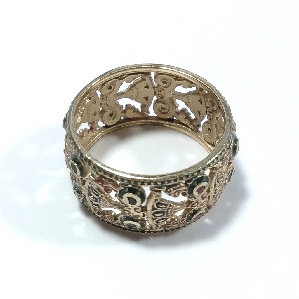 ANELLO ETNICO in argento 925 dorato ANELLO artigianale Rubino, Smeraldo | GIOIELLI ETNICI - Image 2
