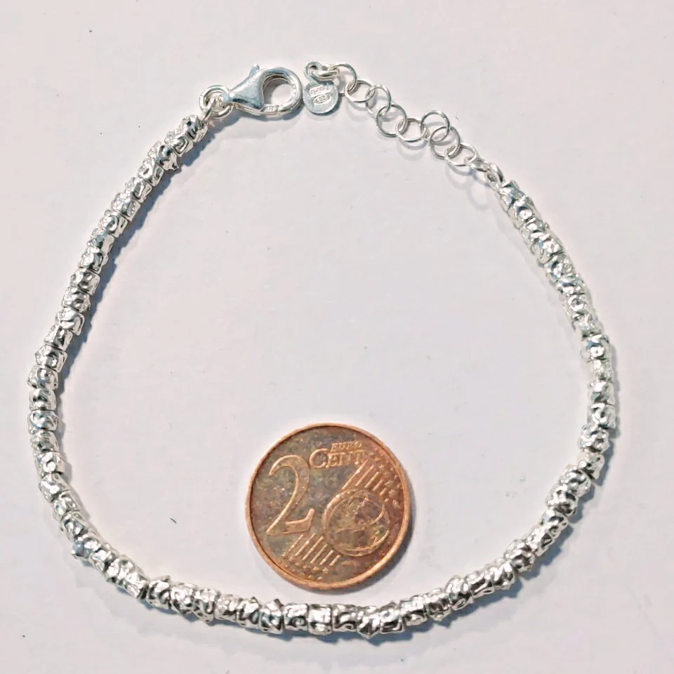 BRACCIALE ARGENTO a tubi martellati piccoli - Image 3