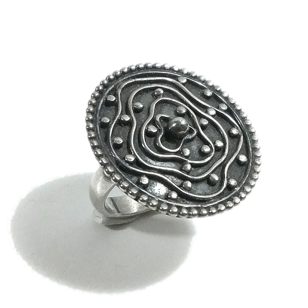 ETNICO | Anello in argento 925 grande - brunito - forma di fiore - GIOIELLI - Image 4