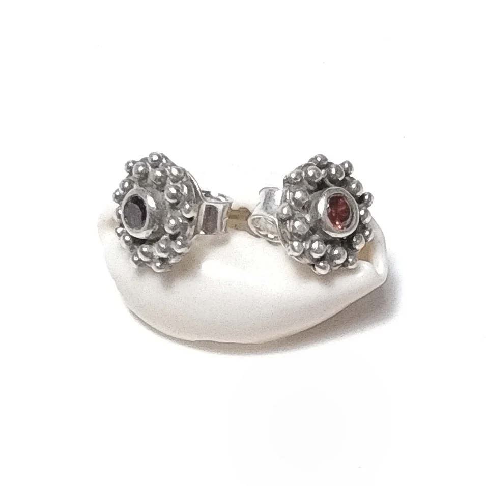 Mini ORECCHINI Argento 925 ORECCHINI Granato | ORECCHINI da lobo - Image 2