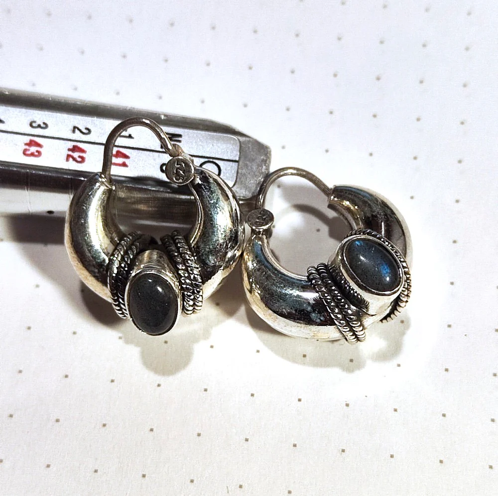 ORECCHINI a cerchio in argento 925 con pietra - DONGA - Image 8