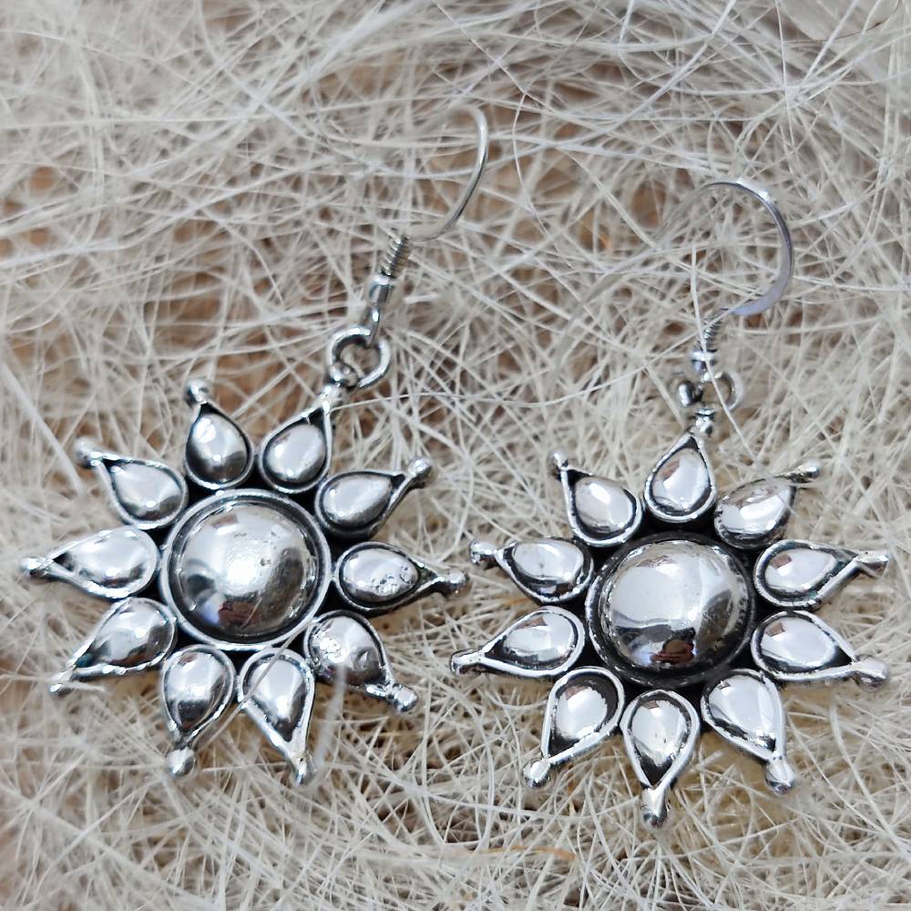 ORECCHINI a fiore etnici in argento 925 - GURANADA - Image 3