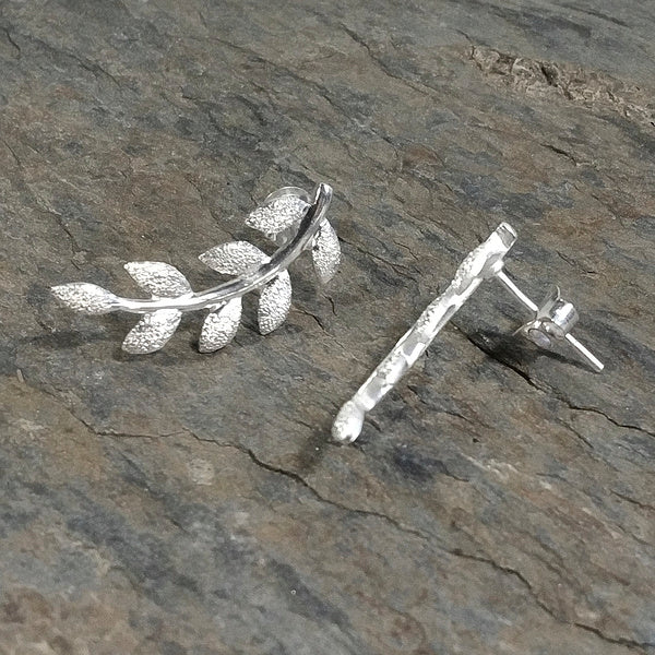 ORECCHINI AARTI a forma di foglio da lobo argento - Image 2