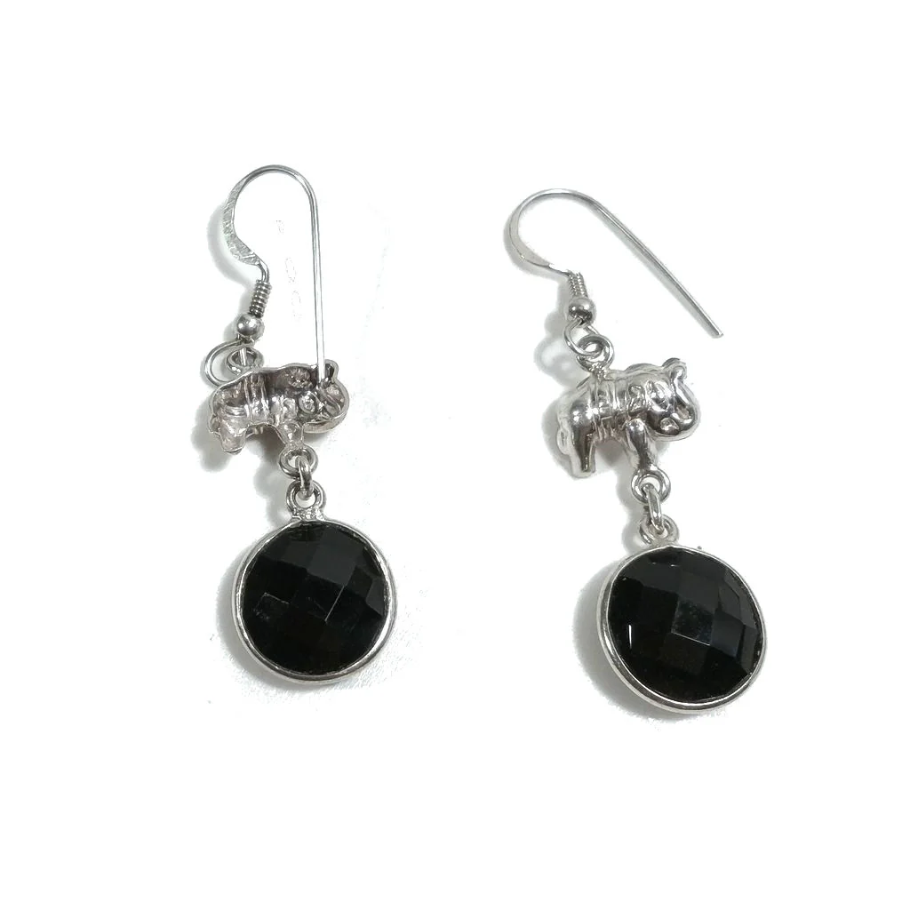 ORECCHINI Argento 925 con ELEFANTE artigianali onice nero | ORECCHINI etnici - Image 4