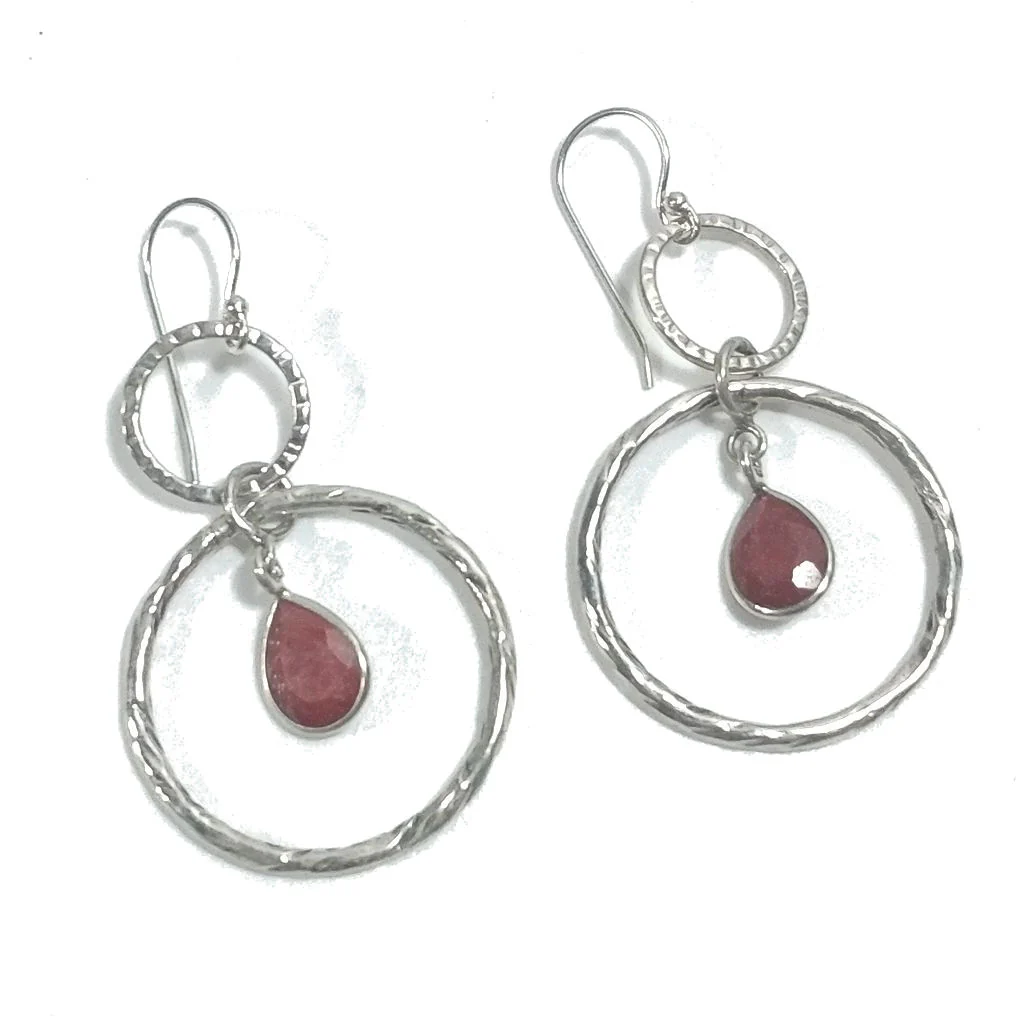 ORECCHINI Argento 925 ORECCHINI artigianali Radice di rubino | ORECCHINI etnici
