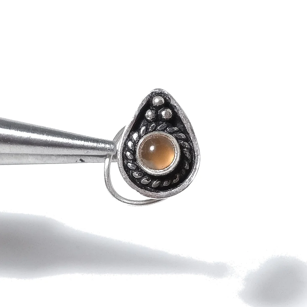ORECCHINI da naso KUNDALINI | con Spirale e Pietra | Argento 925 | Piercing BOHO - Image 3