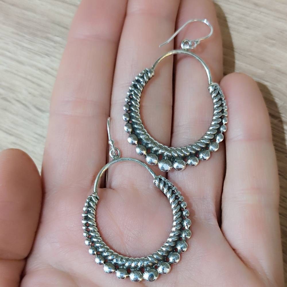 ORECCHINI  a cerchio etnici in argento 925 - ARJUNDA - Image 2