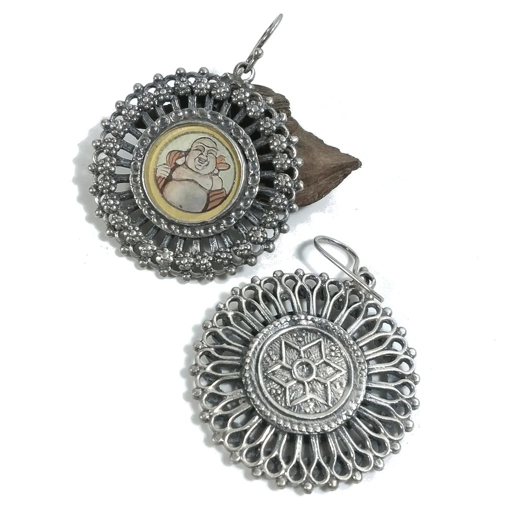 ORECCHINI etnici in argento 925 BUDDHA grasso - Image 4
