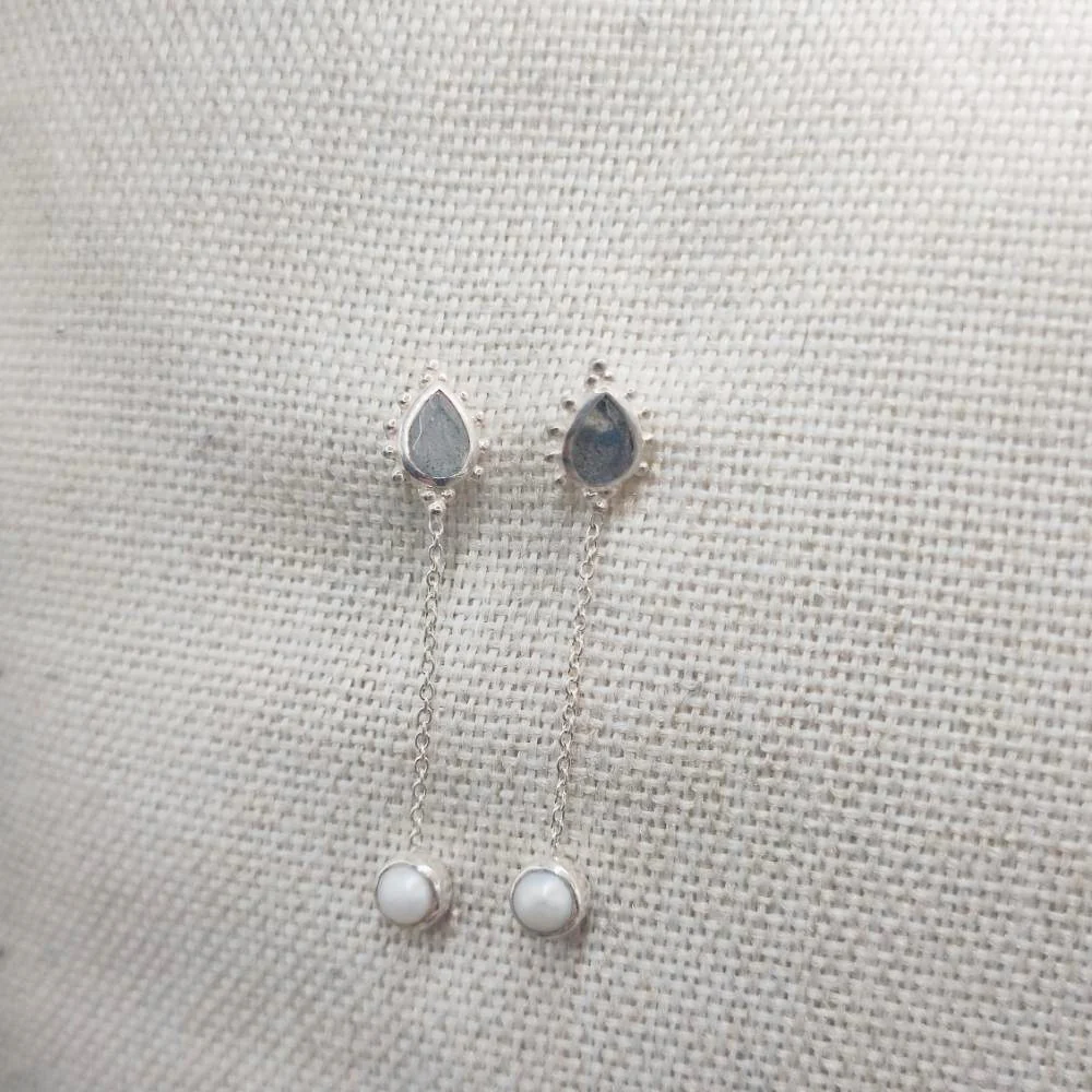 Orecchini in argento 925 labradorite e perla - VAJU - Image 3