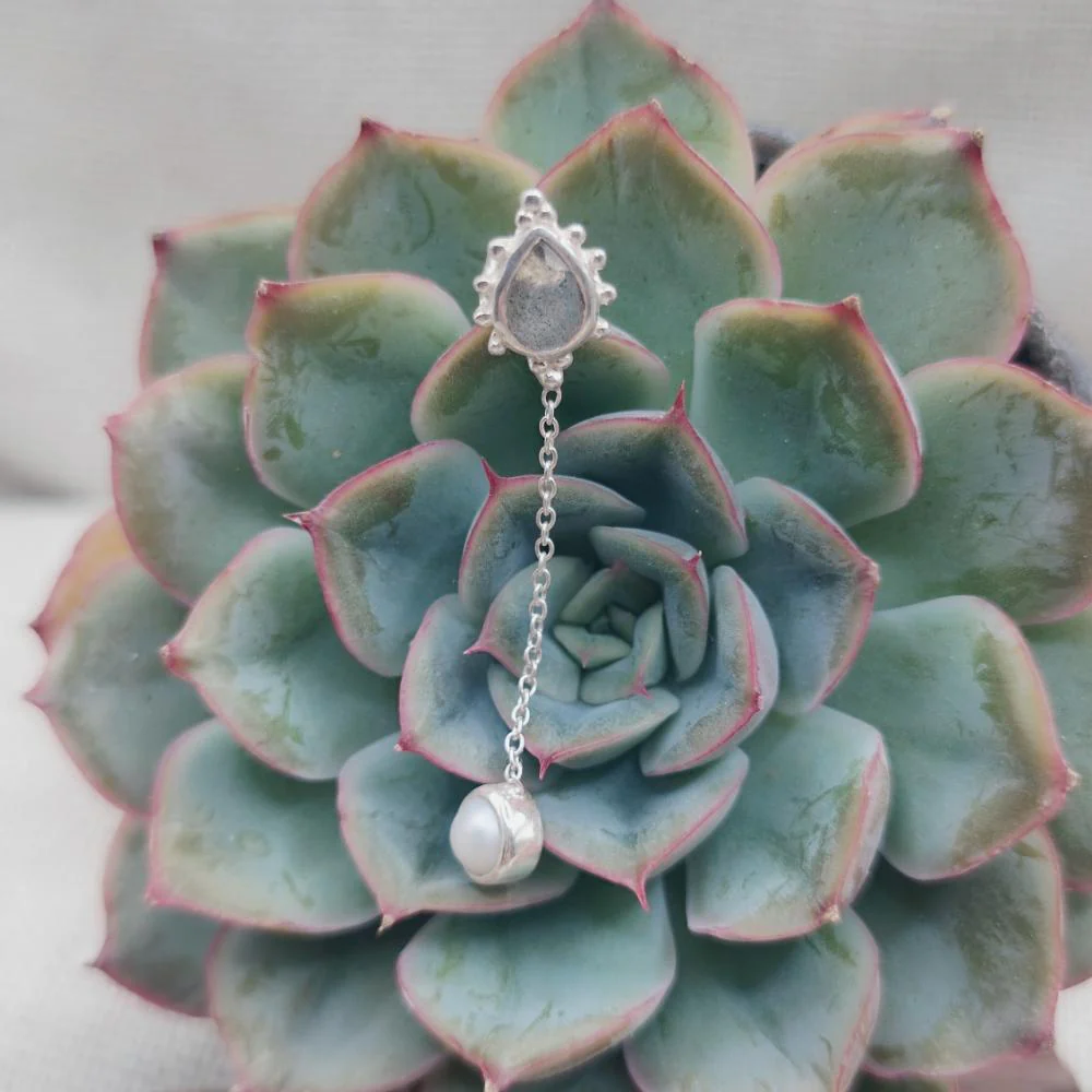 Orecchini in argento 925 labradorite e perla - VAJU - Image 4