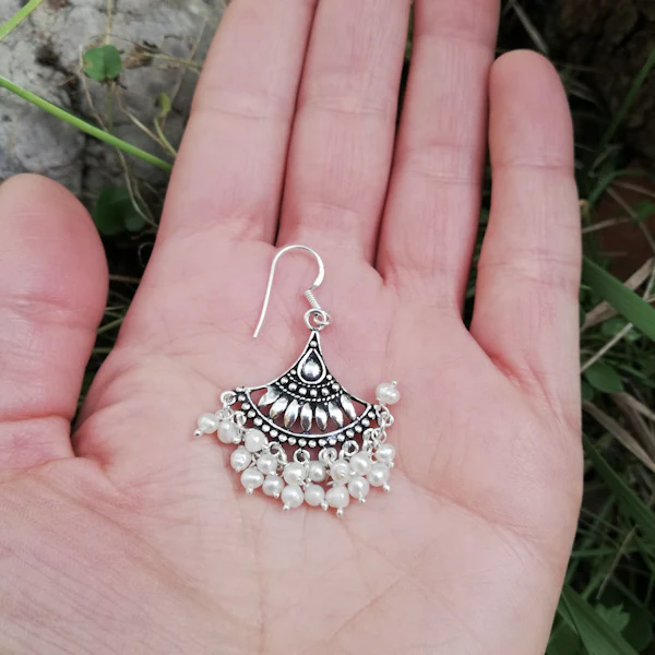 ORECCHINI pendenti LALI in argento 925 con pietra | Orecchini argento con PERLA - Image 3