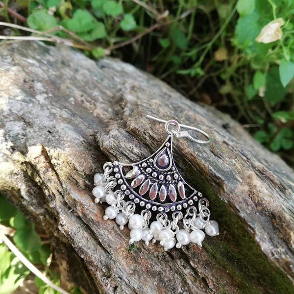 ORECCHINI pendenti LALI in argento 925 con pietra | Orecchini argento con PERLA - Image 4