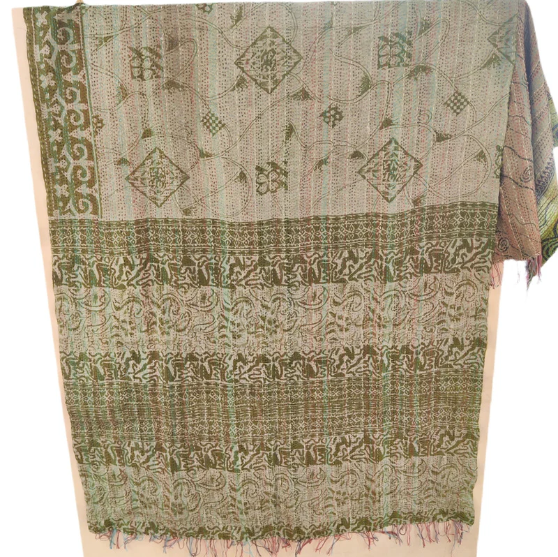 STOLA da donna KANTHA con tessuti vintage misto seta ricamo a mano - MIRIA - Image 10