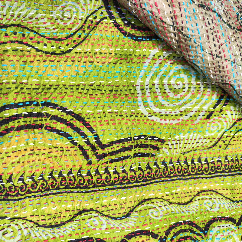 STOLA da donna KANTHA con tessuti vintage misto seta ricamo a mano - MIRIA - Image 3