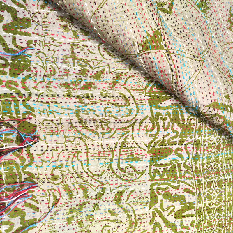 STOLA da donna KANTHA con tessuti vintage misto seta ricamo a mano - MIRIA - Image 4