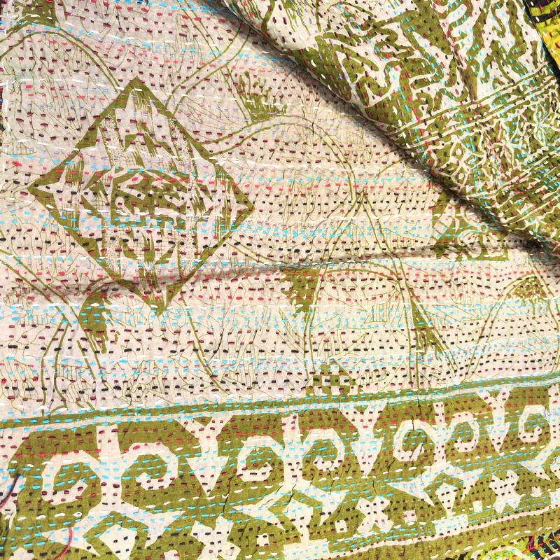 STOLA da donna KANTHA con tessuti vintage misto seta ricamo a mano - MIRIA - Image 6