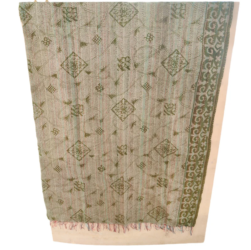 STOLA da donna KANTHA con tessuti vintage misto seta ricamo a mano - MIRIA - Image 9